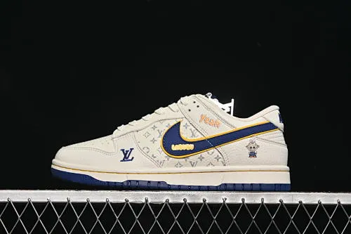 All categories Nk SB Dunk Series Nk SB Dunk Low High-end customized low-top sneakers Nike SB Dunk Low Three-party joint brand white blue gold High-end customized low-top casual sneakers SC0601-457
